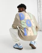 Asos Daysocial Relaxed Sweatshirt With Front And Back Logo Prints In Gray-grey