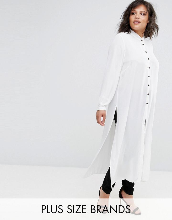 Elvi White Long Line Shirt - White