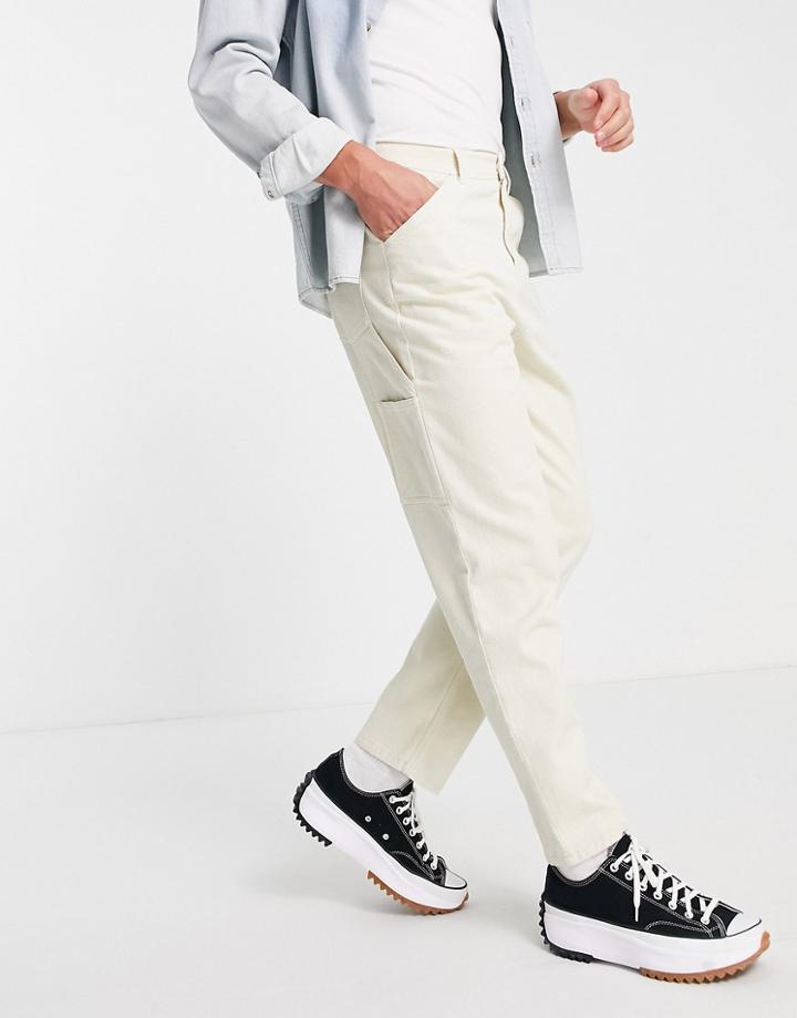 Asos Design Relaxed Skater Pants In Ecru Texture-neutral
