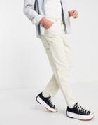 Asos Design Relaxed Skater Pants In Ecru Texture-neutral