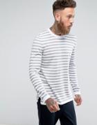 Asos Breton Stripe Sweater In White - White
