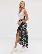 Asos Design Wrap Maxi Skirt In Pretty Floral Print-multi