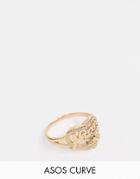 Asos Design Curve Ring In Vintage Style Mum Design In Gold - Gold