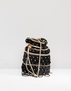 Reclaimed Vintage Velvet Beaded Pouch Bag - Black