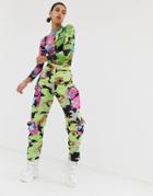 Jaded London Denim Cargo Pants With Contrast Pockets In Camo Print - Multi
