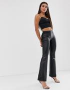 John Zack Coated Pu Bootcut Pants In Black - Black