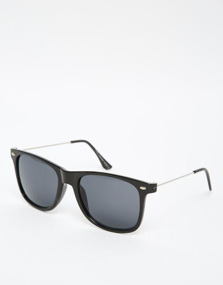 7x Square Square Sunglasses Black With Metal Arms - Black