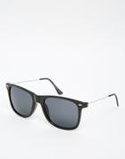 7x Square Square Sunglasses Black With Metal Arms - Black