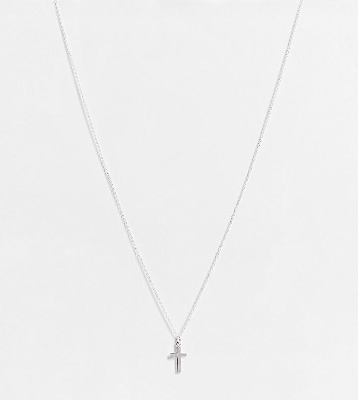 Asos Design Curve Sterling Silver Necklace With Cross Pendant
