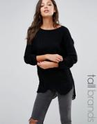 Missguided Tall Distressed Off Shoulder Sweater - Black
