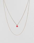 Asos Enamel Disc Multirow Necklace - Pink