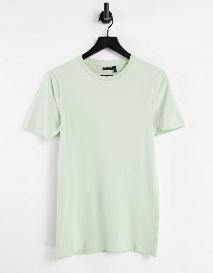 Asos Design Organic Muscle Fit T-shirt With Crew Neck In Light Green