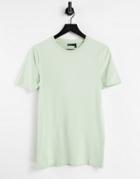 Asos Design Organic Muscle Fit T-shirt With Crew Neck In Light Green