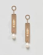 Mango Crystal Pearl Drop Earrings - Gold