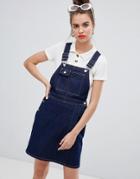 Asos Design Mini Overall Dress In Indigo - Blue