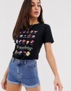 Stradivarius Floral Print Motif T Shirt In Black