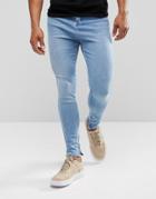 Siksilk Super Skinny Jeans With Floral Embroidery - Blue