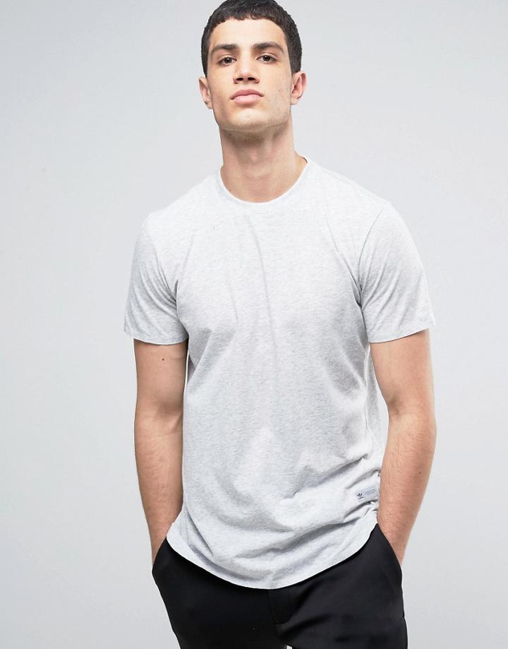 Adidas Originals Longline T-shirt With Curved Hem - Gray