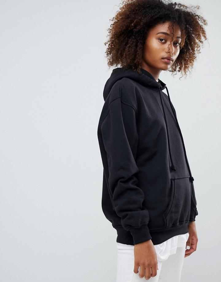 Pull & Bear Oversized Hoodie In Black - Black