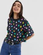 Asos Design Boxy T-shirt In Bright Spot - Multi