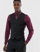 Asos Design Slim Suit Vest In Black