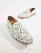 Asos Design Loafers In White Suede With Perforation - White