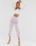 Asos Design Lilac Acid Wash Combat Pants - Purple