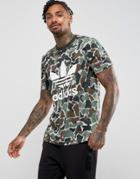 Adidas Originals Camo Trefoil T-shirt In Green Bq1871 - Green