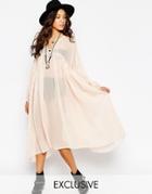 Reclaimed Vintage Angel Maxi Sheer Shirt Dress - Cream