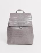 Claudia Canova Gray Croc Flap Over Backpack