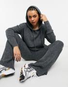 Noisy May Knitted Hoodie In Dark Gray - Part Of A Set-grey