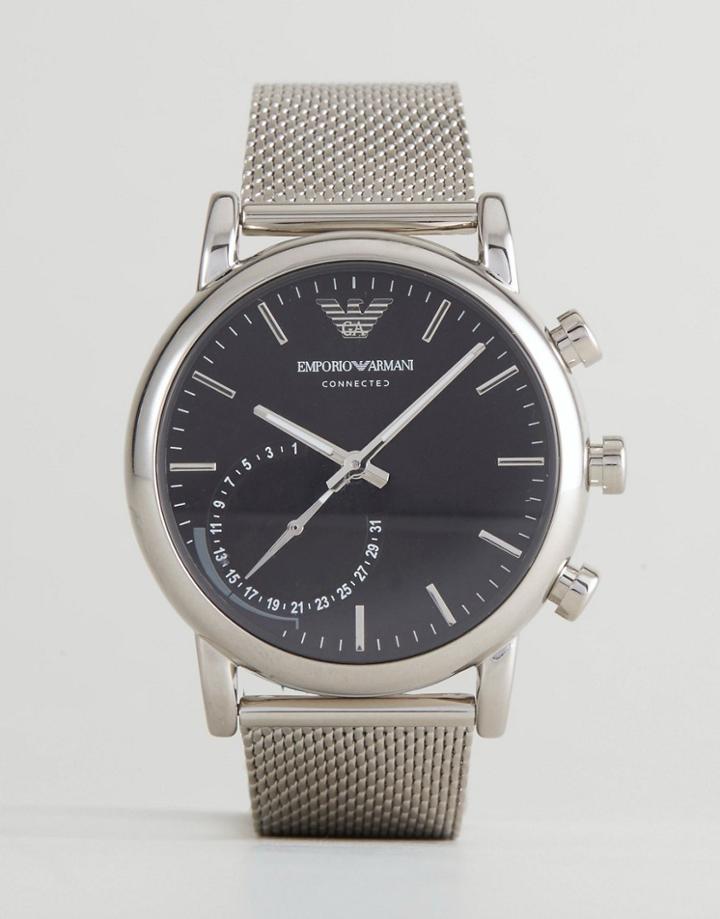 Emporio Armani Connected Art3007 Mesh Hybrid Smart Watch In Silver - Silver