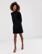& Other Stories Puff Sleeve Marino Wool Dress In Black