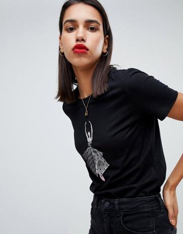 Max & Co Applique Ballerina T-shirt - Black