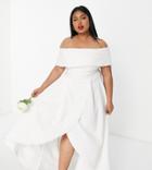 True Violet Plus Bridal Off-shoulder High Low Maxi Dress In Ivory-white
