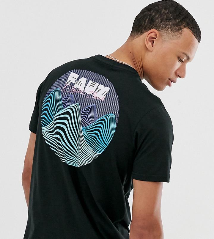 Friend Or Faux Tall Voltage Wave Back Print T-shirt - Black