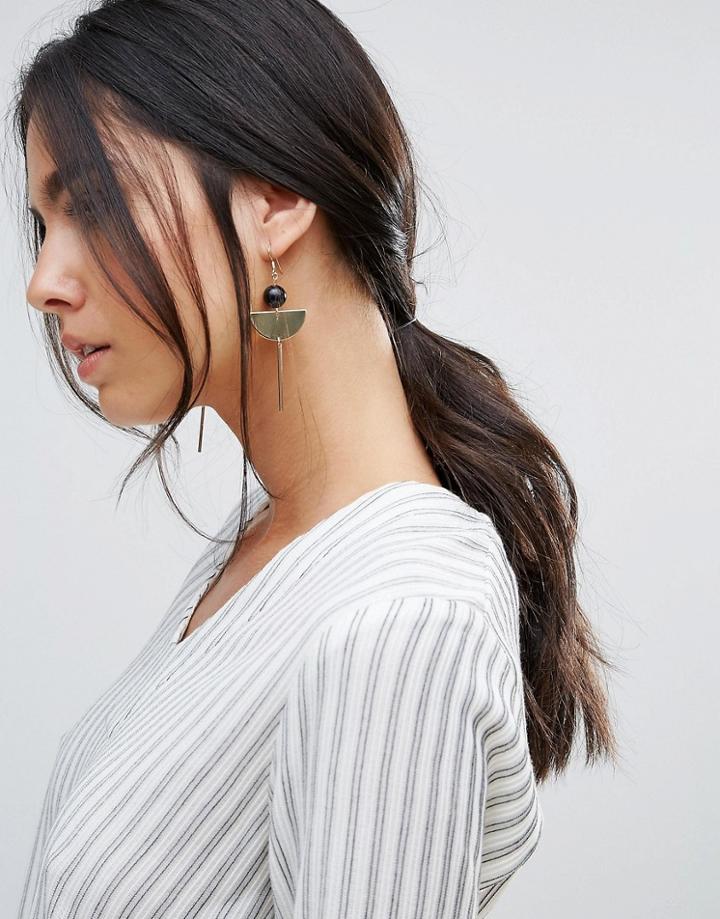 Ashiana Crescent Bar Drop Earrings - Gold