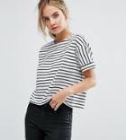 New Look Petite Boxy Stripe T-shirt - Blue