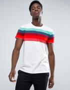 Esprit Crew Neck T-shirt With Stripe Detail - White