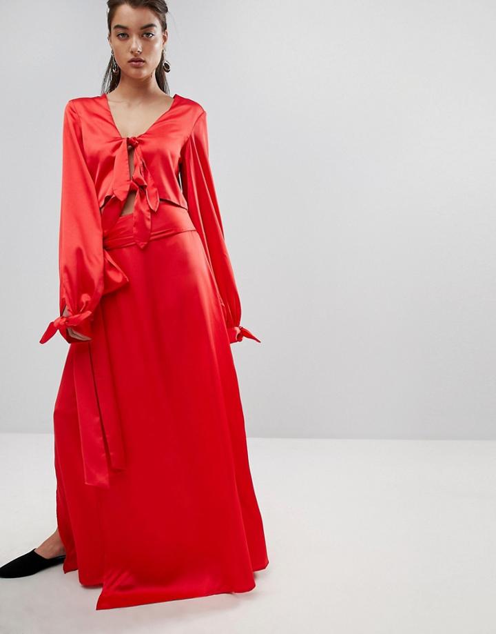 Stylemafia Split Maxi Skirt Co-ord - Red