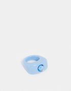 Asos Design Ring In Blue Plastic With Sapphire Crystal-blues