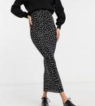 Asos Design Tall Plisse Column Maxi Skirt In Mono Spot Print-multi