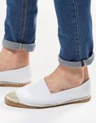 Asos Espadrilles In White Canvas With Toe Cap - White