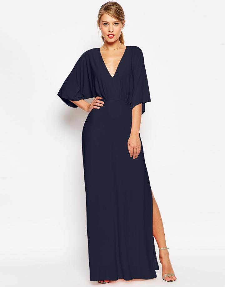 Asos Kimono Plunge Maxi Dress - Nude