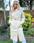 Na-kd Faux Leather Snake Coat In Off White