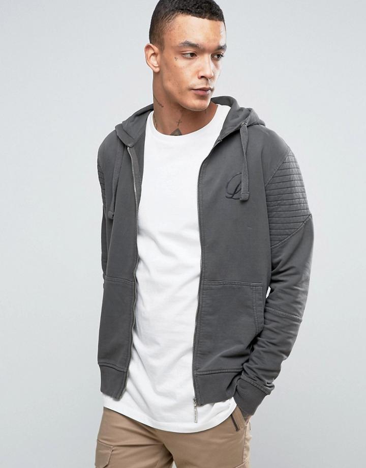 Criminal Damage Biker Hoodie - Gray
