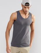 Asos Muscle Vest In Charcoal - Charcoal