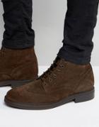 Asos Brogue Boots In Brown Suede With Heavy Sole - Brown