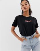 Asos Design T-shirt With Exception In Glitchy Print-black