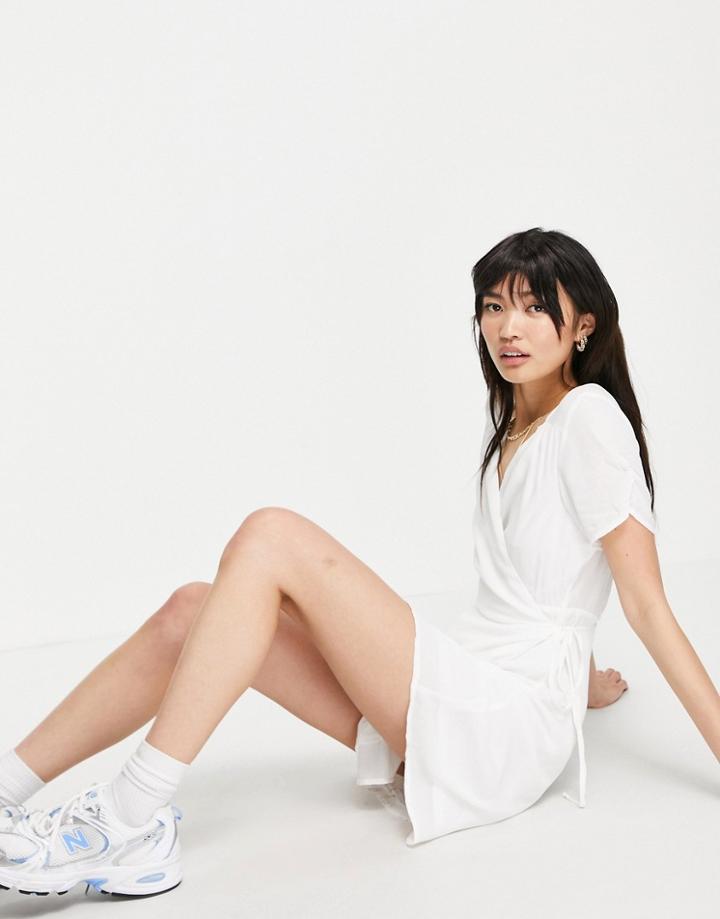 Vero Moda Wrap Mini Dress In White
